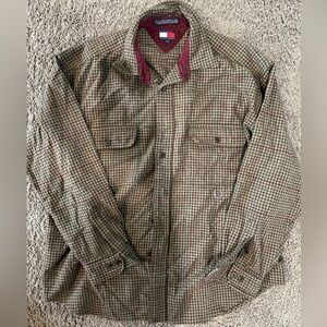 Tommy Hilfiger Brown and tan checkered flannel shirt